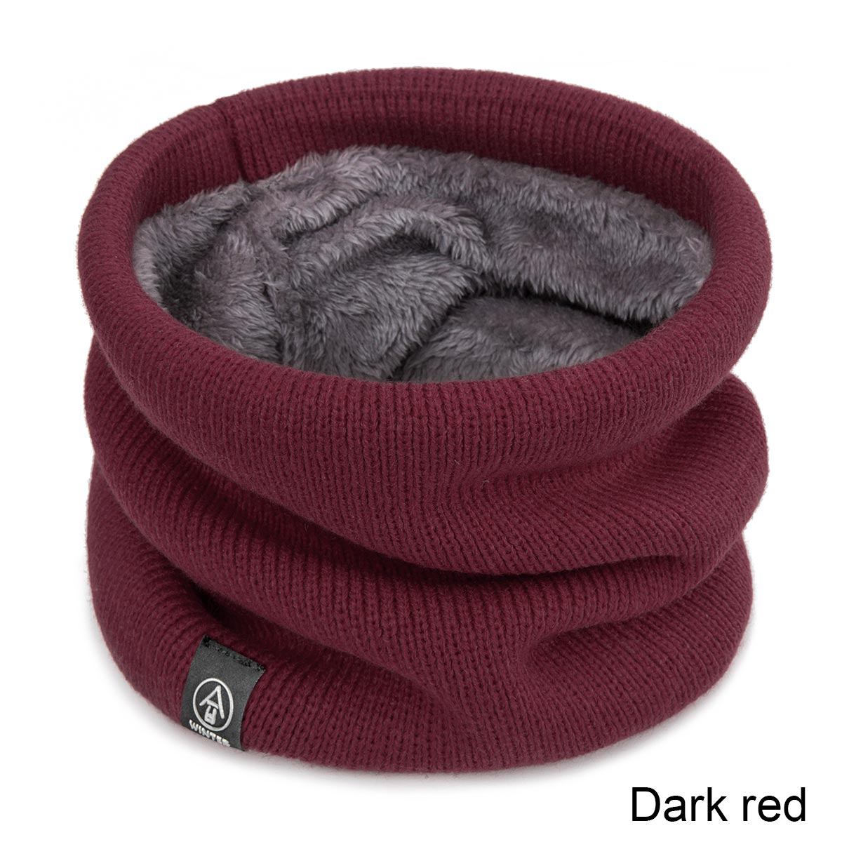 Mltbb Casual Vrouwen Winter Sjaal Gebreide Ring Sjaals Voor Mannen Effen Kleur Dikke Warme Sjaal Unisex Mode Halsdoek kids: Dark red