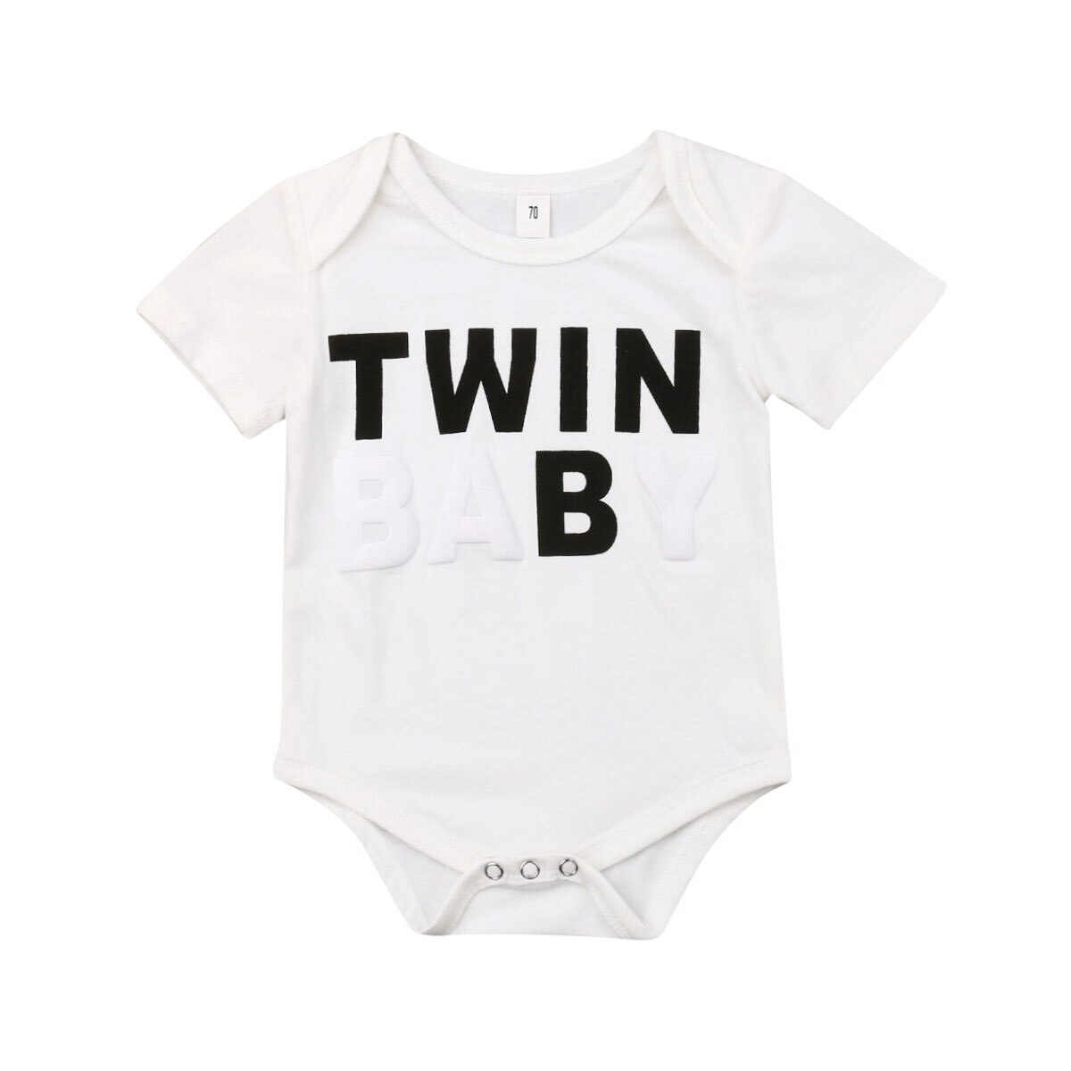TWIN BABY Letter Pattern bebé niños niñas ropa mono manga corta Playsuit verano trajes traje de sol 0-18M: B / 12 meses