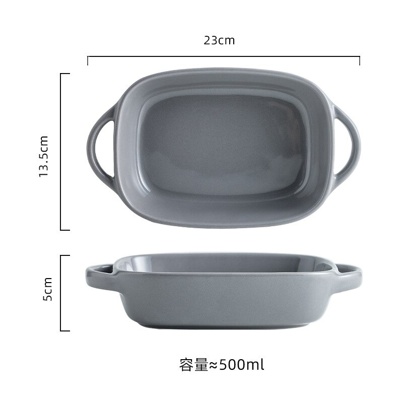 Yellow/Red/Blue/Green/Grey/Pink 400ml/500ml Fruit Salad Bowls Ceramic Tableware Tray Decorative Living Room Plates: 500ml Grey