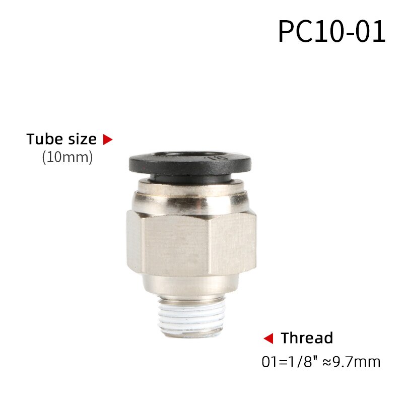 1PCS Pneumatic Quick Connector PC 4MM-12mm Hose Tube Air Fitting 1/4" 1/8" 3/8" 1/2"BSPT Male Thread Pipe Coupler: PC10-01