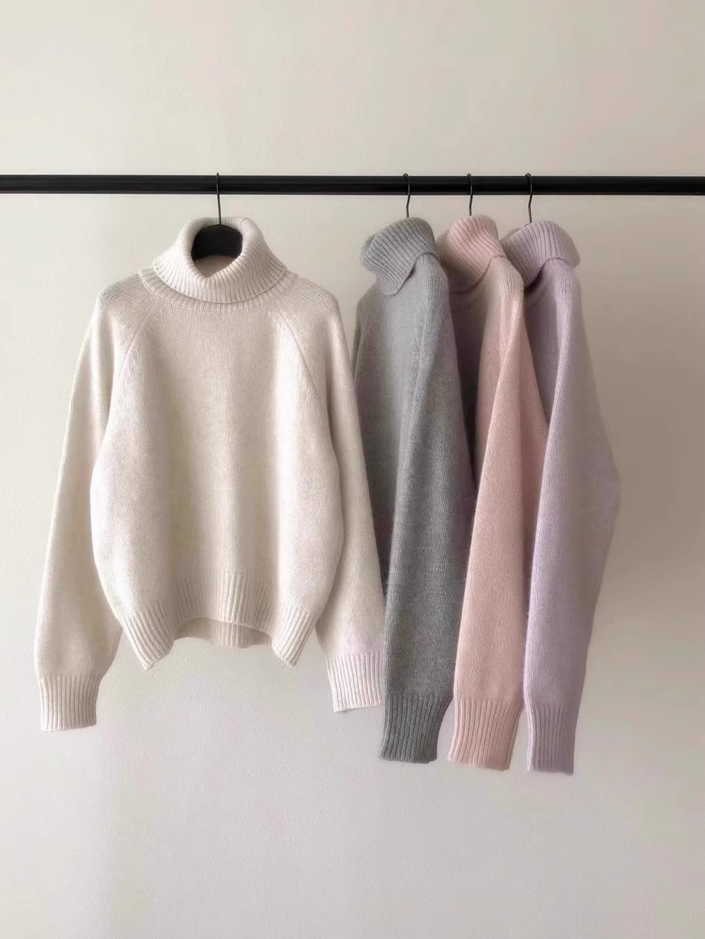 Høst/vinter polokrage 100%  kasjmirgenser dame løs genser pullover strikket tykk ullgenser