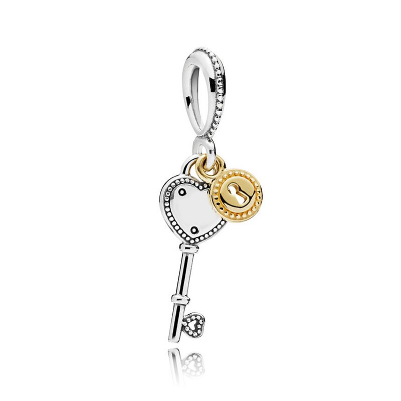 Originele Opengewerkte Liefde Hart Patroon Lock En Hart Geketend Hanger Fit Europe Armband 925 Sterling Zilveren Bedel Sieraden: Blauw