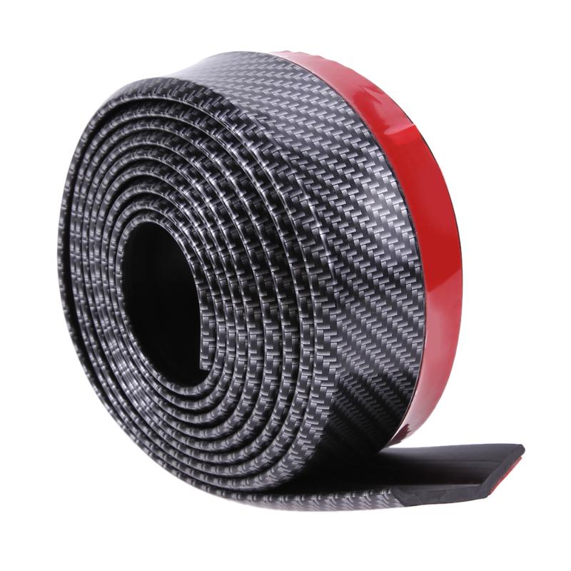 Black Soft Carbon Fiber Car Rubber Bumper Strip Outside Bumper Exterior Front Bumper Lip Kit Car bumper Strip 2.5M*6CM