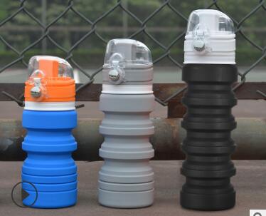 Outdoor travel silicone folding cup telescopic cup large capacity sports kettle mountaineering portable press water bot: Light Grey