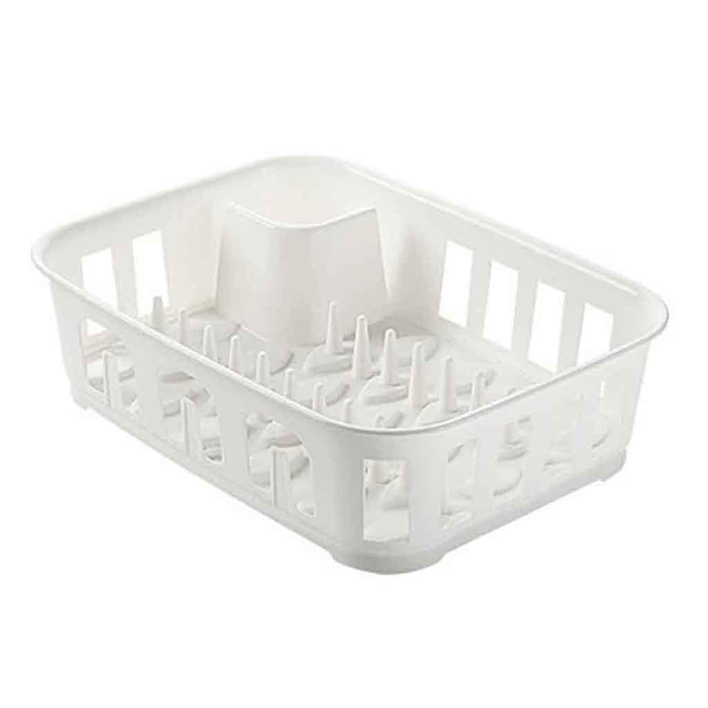 Dish Rack Kitchen Storage Holder Drainer Bowl Tableware Plate Portable Drying Dish Rack Home Shelf Dinnerware Organizer: White
