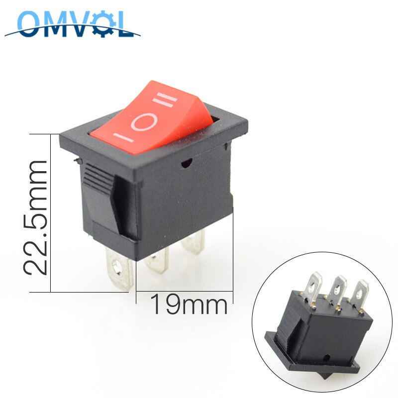 5PCS 3-position rocker switch 3 pins on off on snap switch