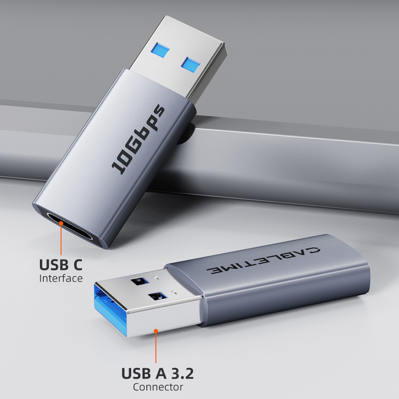 CABLETIME 10 Gb/s Adapter USB 3.2 Gen 2 typu A do typu C Konwerter ładowania i synchronizacji do telefonów komórkowych, laptopów i tabletów C516