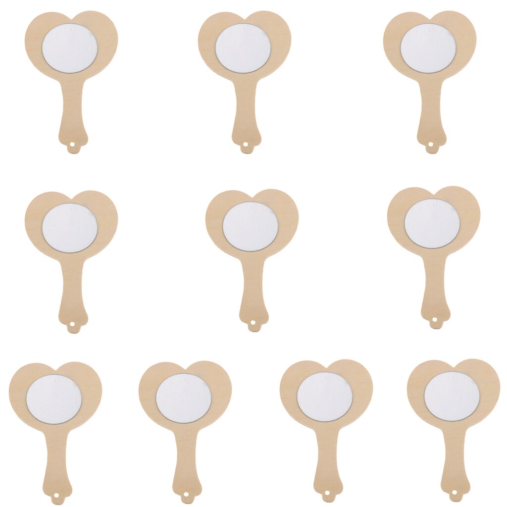 10/8 stycken oavslutat trä handspegel för barn diy hantverk woocrafts leksaker: 10 st hjärta