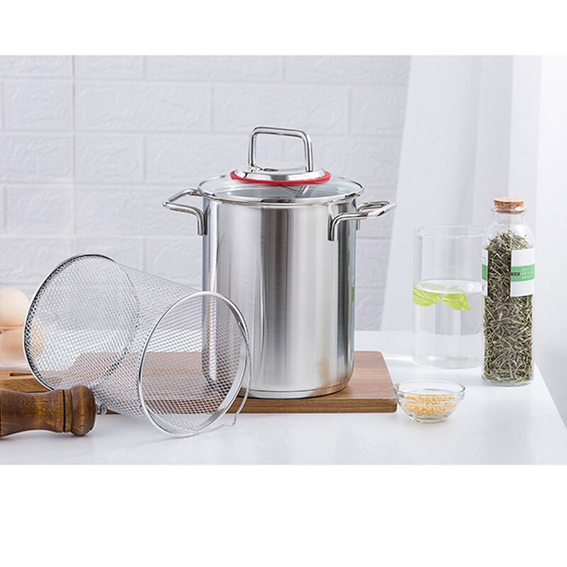 16Cm 304 Rvs Asperges Pot Met Mand Klein Lichaam Grote Capaciteit Plus Hoge Kleine Soep Pot Friteuse Hoge diepe Pot