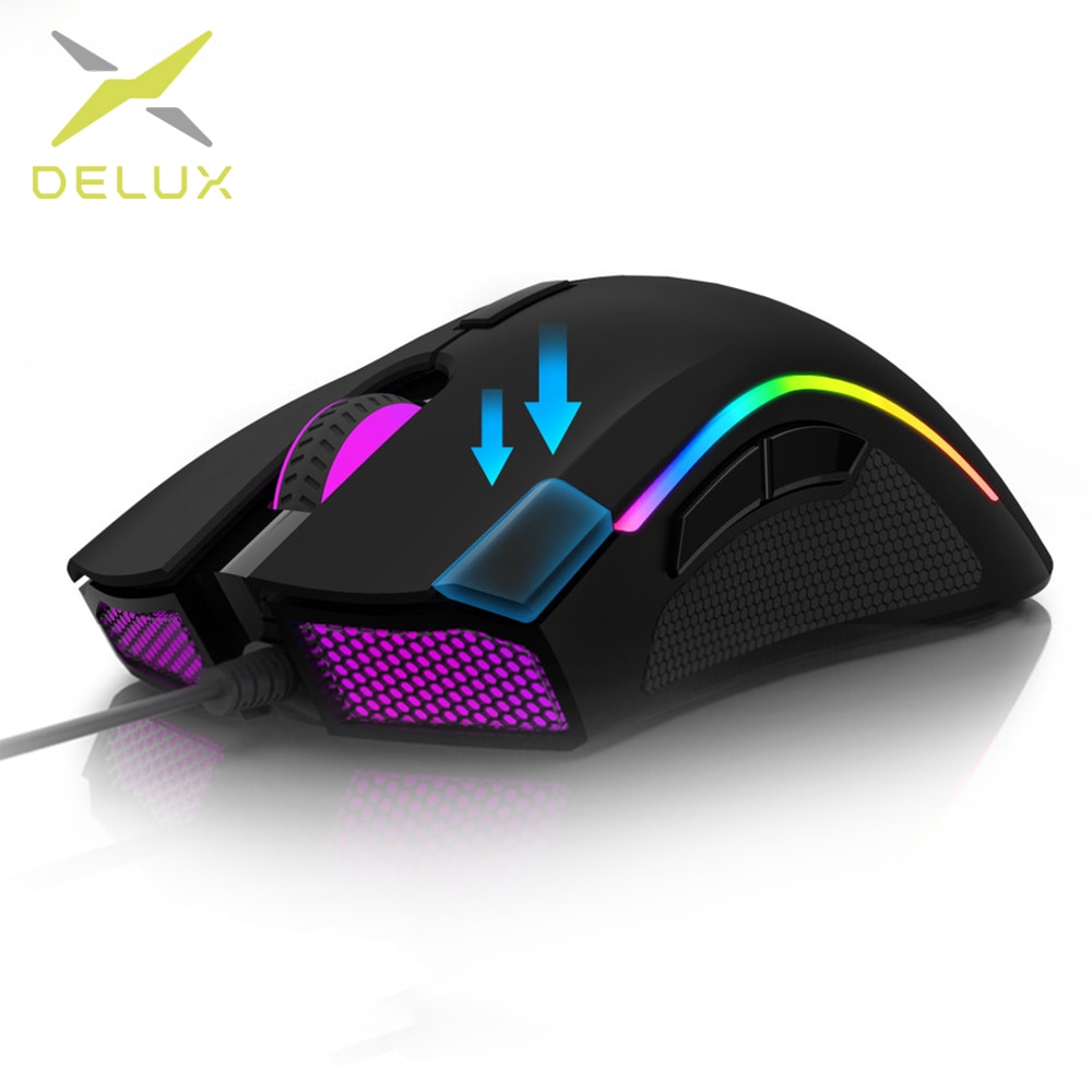Delux M625 Wired 7D Gaming Mouse Ergonomic PMW3360 12000 dpi RGB Backlit PC Computer Gamer Mice With Wrist Rest Mouse Pad Kit