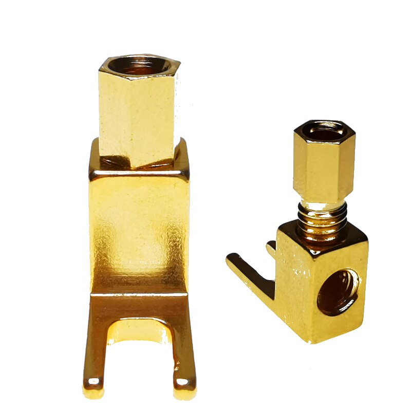 1 stück -50 stück messing vergoldeter rechtwinkliger hifi-audio-lautsprecherkabel-y-adapter (gabelstecker: bananenstecker auf gabelstecker)