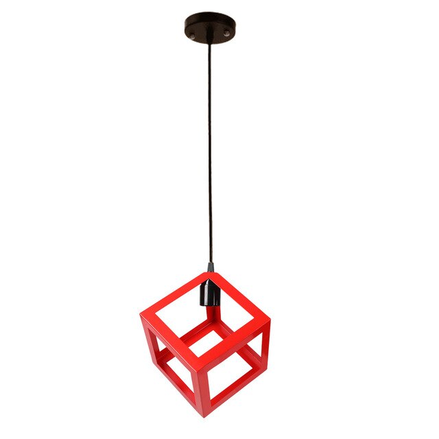 Hanging Light Square Lampshade E27 Bulb Retro Ceiling Light Fitting Lamp Guard Wire Cage Lamp Cover Lamp shades Chandelier Decor: Red