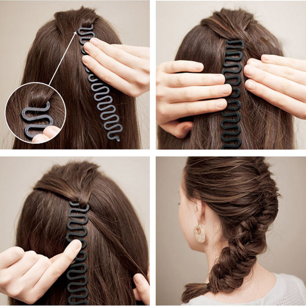 Kunststoff/Harz retro Welle Styling Clip Fisch Knochen Bowknot Brötchen Flechter Rolle DIY Haar Flechten Werkzeug Einfach zu Bedienen haar Flechten Werkzeug