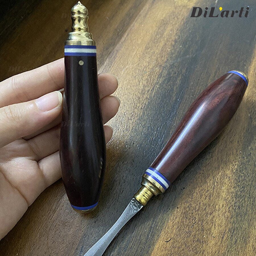 Damascus Dalbergia Louvelii Waardevolle Massief Houten Handvat Thee Knifetea Kegel Thee Schop Kan Winkel Verborgen Theeceremonie Accessoires
