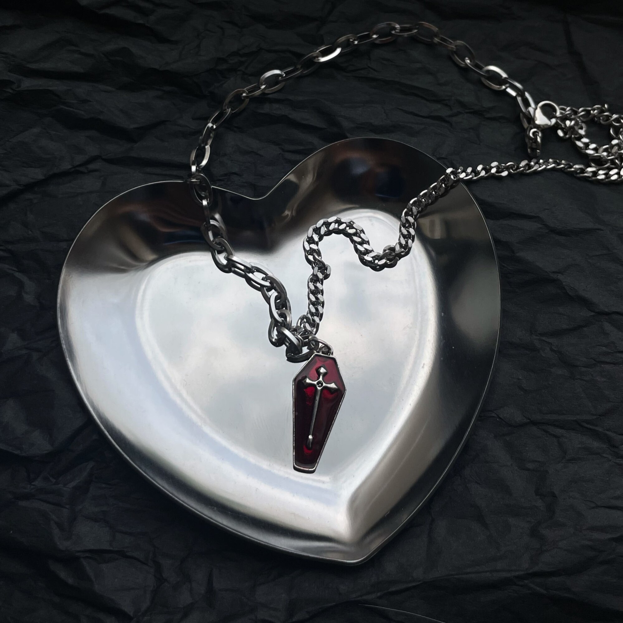 Ins Dark Gothic Cross Coffin Ketting Niche Splicing Ketting Sleutelbeen Keten Y2K Tij