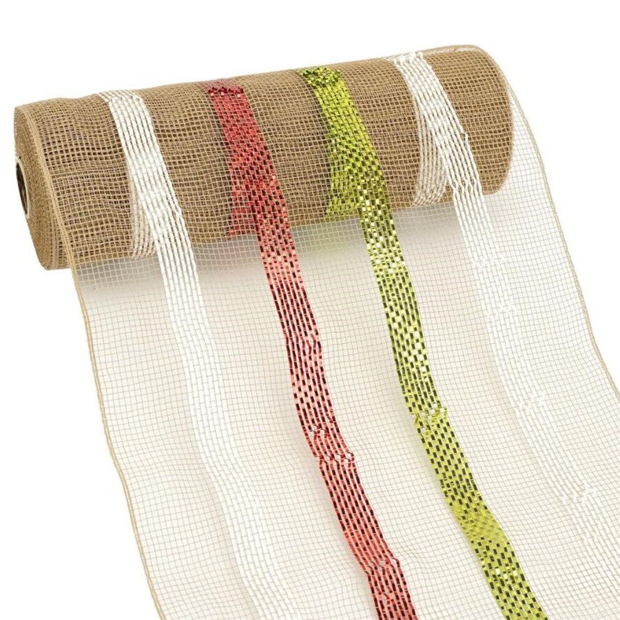 Multi Stripes Color Deco Poly Mesh Ribbon 10 Inch x 10 Yards for DIY Project Wreath Crafts Home Packing Wrapping
