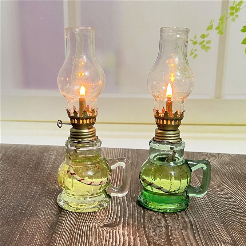 1 stks Mini Kamer Desktop Glas Olie Fire Fly Decoratieve Verjaardag Lamphouder Met Lampenkap Verlichting Kerosine Lantaarn Kaars