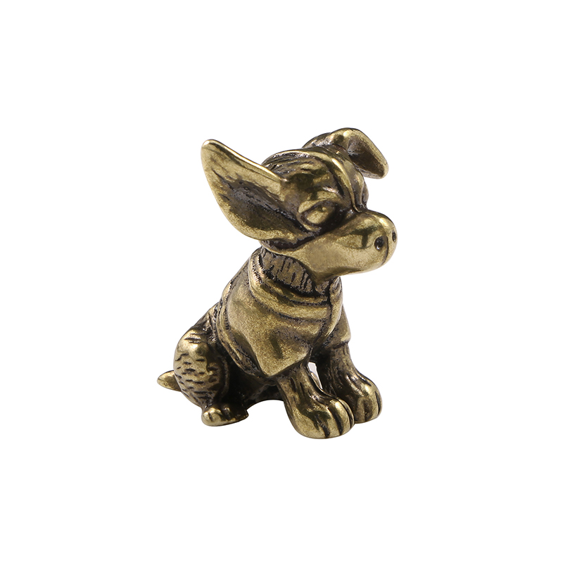 Copper Sculpture Solid Copper Puppy Brass Ornaments Cute Dog Zodiac Dog Antique Old Brass Tea Pet Small Ornaments