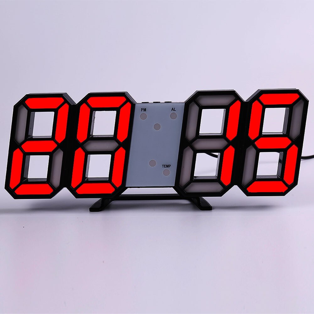 Wall Clock Watch Clock 3D Led Digital Modern Living Room Decor Table Alarm Nightlight Luminous Desktop: wall clock f