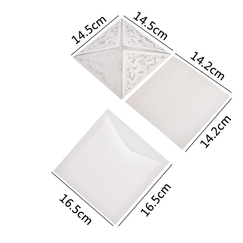 10pcs/lot European Square White Invitation Card for Wedding Delicate Carved Lace Wedding Invitation Cards with Bowknots