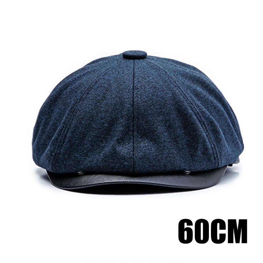 Men Beret Hat Driving Cabbie Peaky Thick Warm Flat Cap Vintage Newsboy Hat JL: dark blue