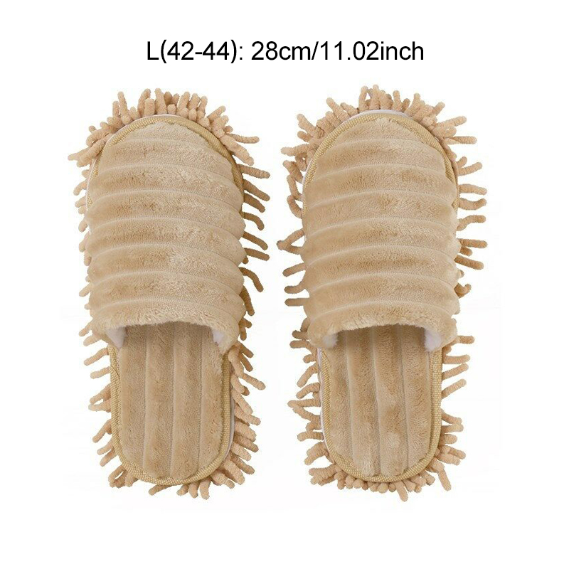 2 unidades/par de zapatillas antideslizantes, calcetines para suelo y pie de mopa, zapatos, limpieza rápida, pulido, polvo, cocina, suministros de baño, herramientas para el hogar: L-Brown