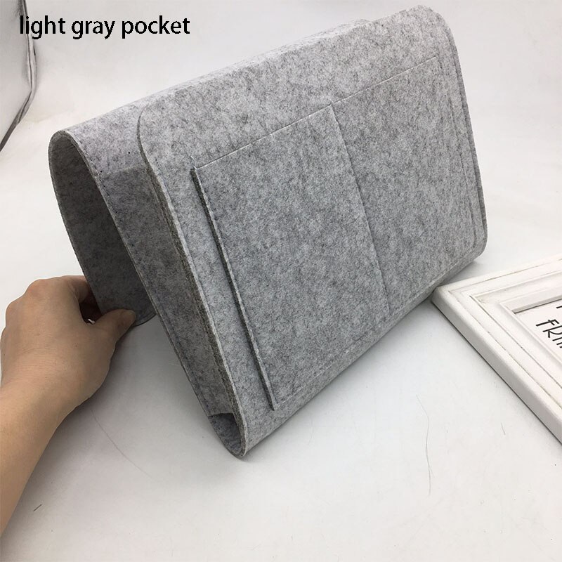 Bed Hanging Bag Pure Clor Mattress Holder Bag 27*7*22CM Hanging Type 1Pcs Felt Bedside Caddy Bedroom Organiser Storage Dispenser: light gray pocket