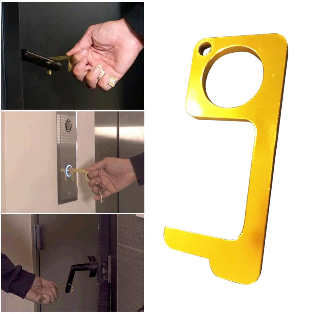 Hygiene Hand Brass Door Opener Portable Press Elevator Tool Door Handle Key