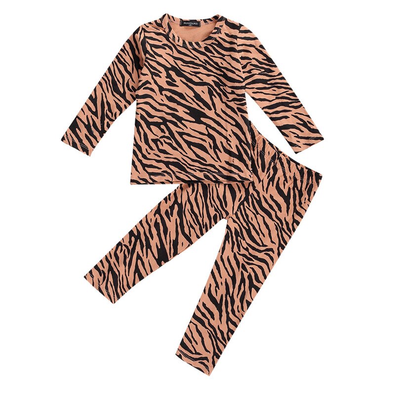Kids Pajamas Children Sleepwear Baby Leopard Print Pajamas Sets Boy Girls Pyjamas Pijamas Cotton Nightwear Clothes Kids Clothing: Zebra pattern / 5T