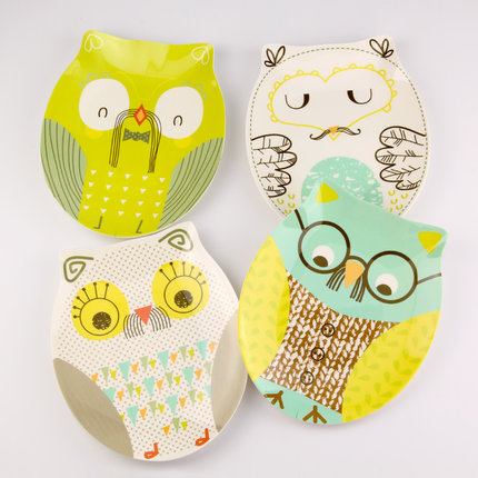 Talerz taca śniadaniowa ciemny suma płyta i kreatywne kreskówki sowa przekąnarty talerz talerz na owoce ozdobny talerz załadowany cztery darmowa wysyłka