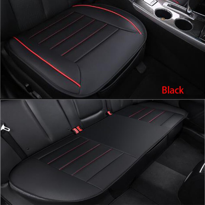 Autostoel all-inclusive auto accessoires PU lederen interieur auto bekleding vier seizoenen universele zitkussen: 3pcs black