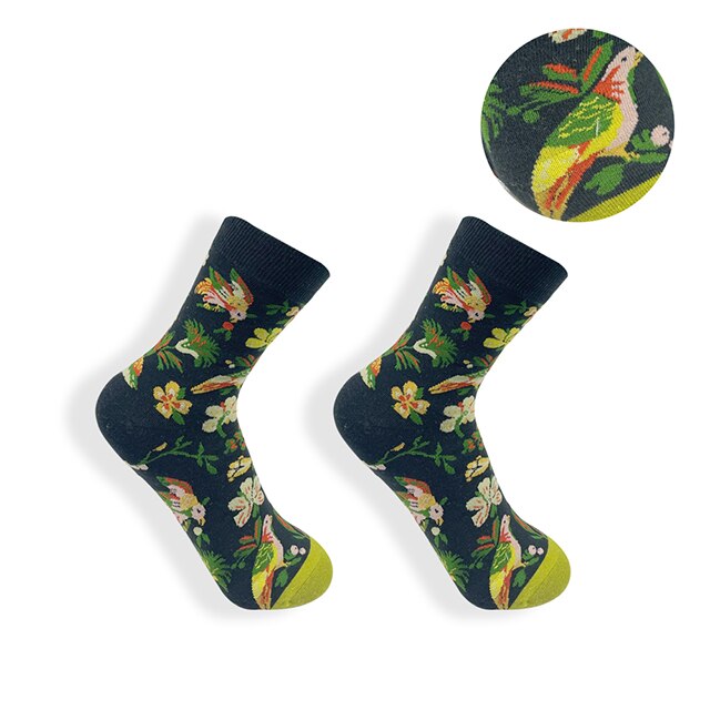 Calcetines largos de algodón con estampado de cocodrilo para hombre y mujer, medias casuales de animales, cebra, rayas, tiburón, 1 par: Little bird