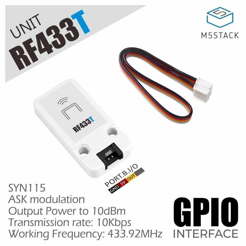 M5 -stak  rf433t/ r trådløs rf-sender og -modtager med arbejdsfrekvens på 433.92 mhz til iot rf-fjernbetjeningsautomatiseringsapplikation