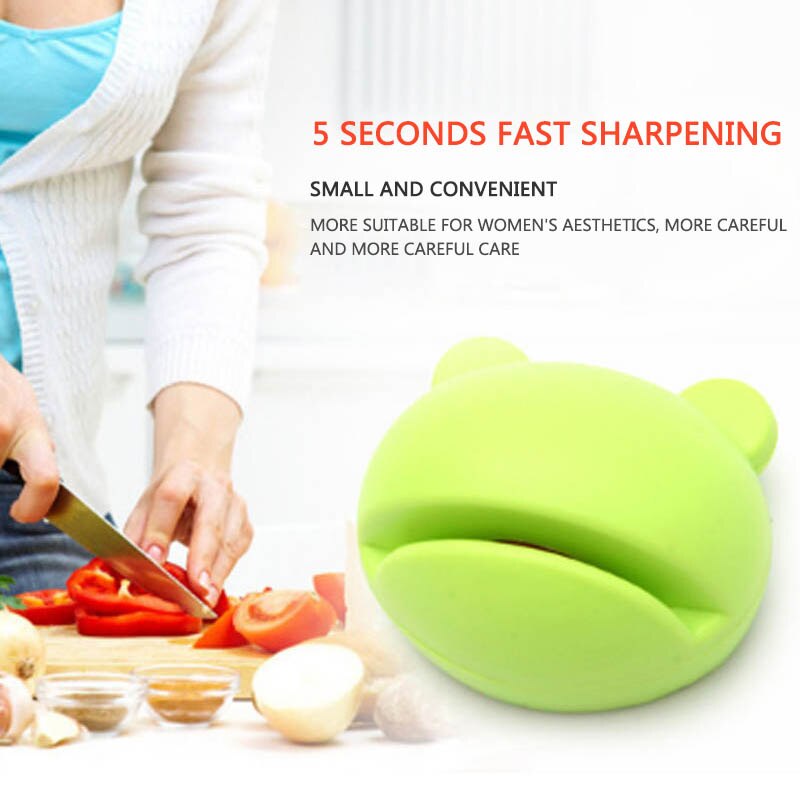 Whetstone Knife Grinding Mill Kitchen Gadgets 1 Pc Multifunction Cartoon Knife Sharpener Mini Grindstone: green