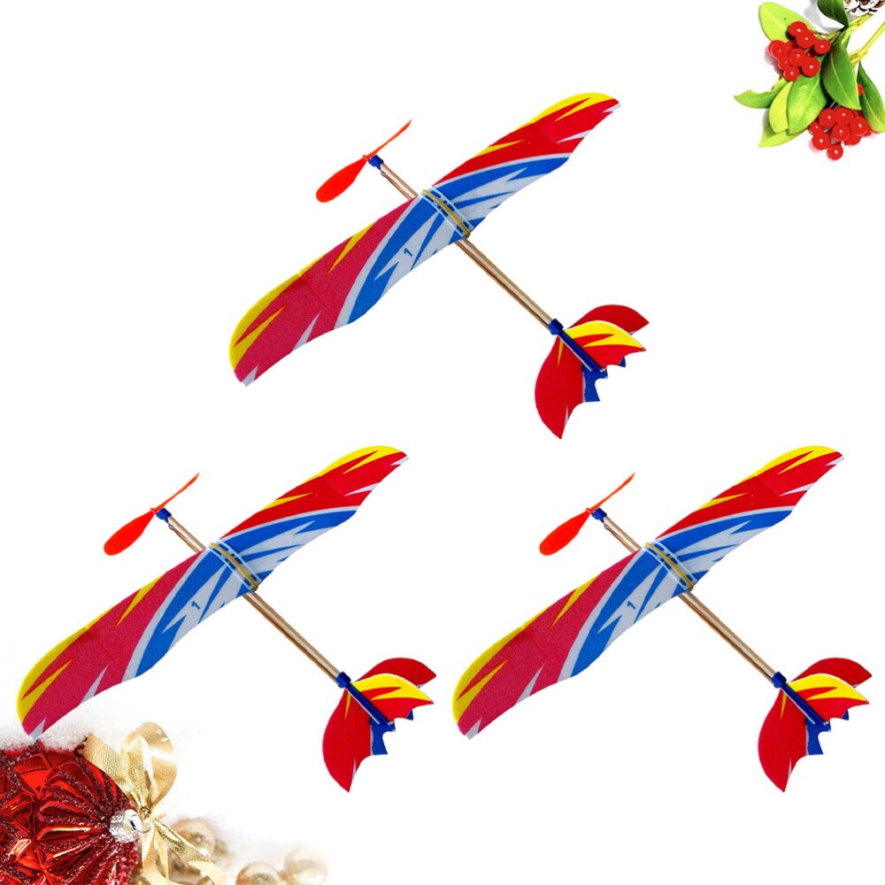 1 Set 3Pcs Rubber Band Powered Aircraft Toy (Small Thunderbird Colorful)
