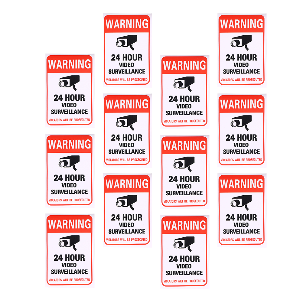 20pcs Video Surveillance Warning Sticker Adhesive 24-hour Video Surveillance Signs
