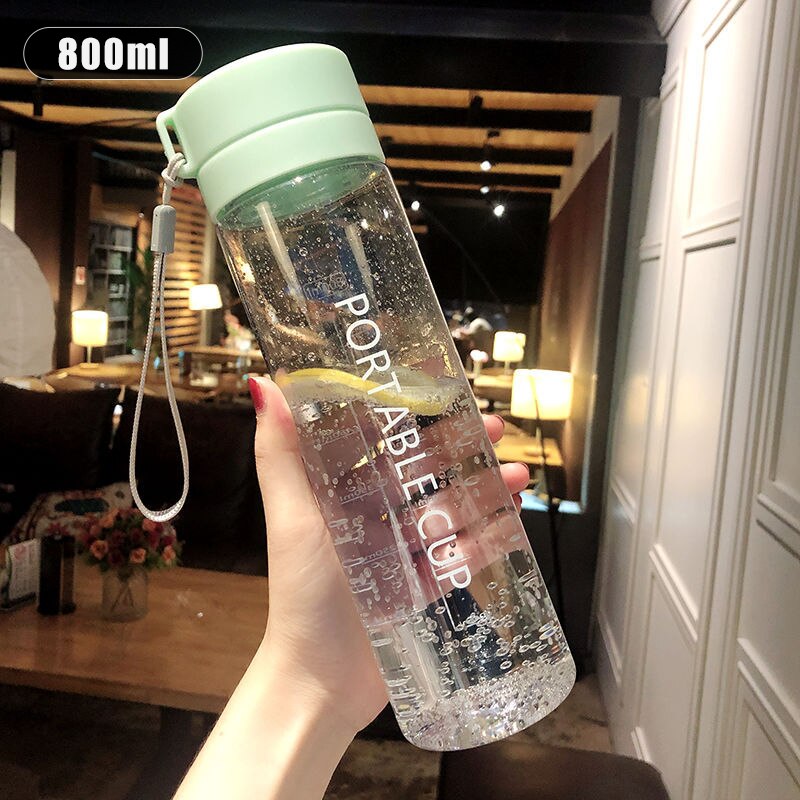 600/800Ml Sport bidon na siłownię plastikowy Shaker puchar sportowy Tritan wspinaczka turystyka bezpośrednia butelka do picia z tworzywa sztucznego Bpa za darmo: green 800ml