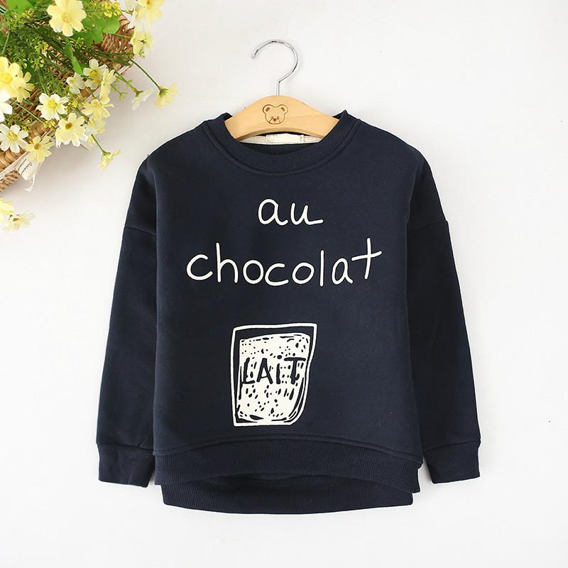 2019 Moda Autunno Inverno Felpa Ragazzi Dei Capretti del Bambino Delle Ragazze T Camicette Manica Lunga Lettera Stampata Del Bambino Toddlers Vestiti Magliette e camicette: dark blue / 10T