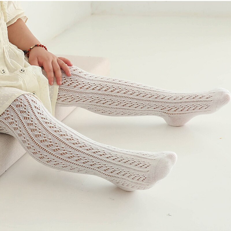 Summer Baby Girls Tights Thin Infant Girl Toddler Newborn Kids Breathable Hollow Pantyhose Children Soft Cotton Stockings