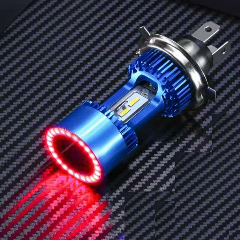 1x H4 LED Motorrad Scheinwerfer Blau/verrotten Engel auge HS1 Rolle Motorrad Scheinwerfer Licht Lampe DRL Zubehör 12/24V: Rosa Winkel Auge