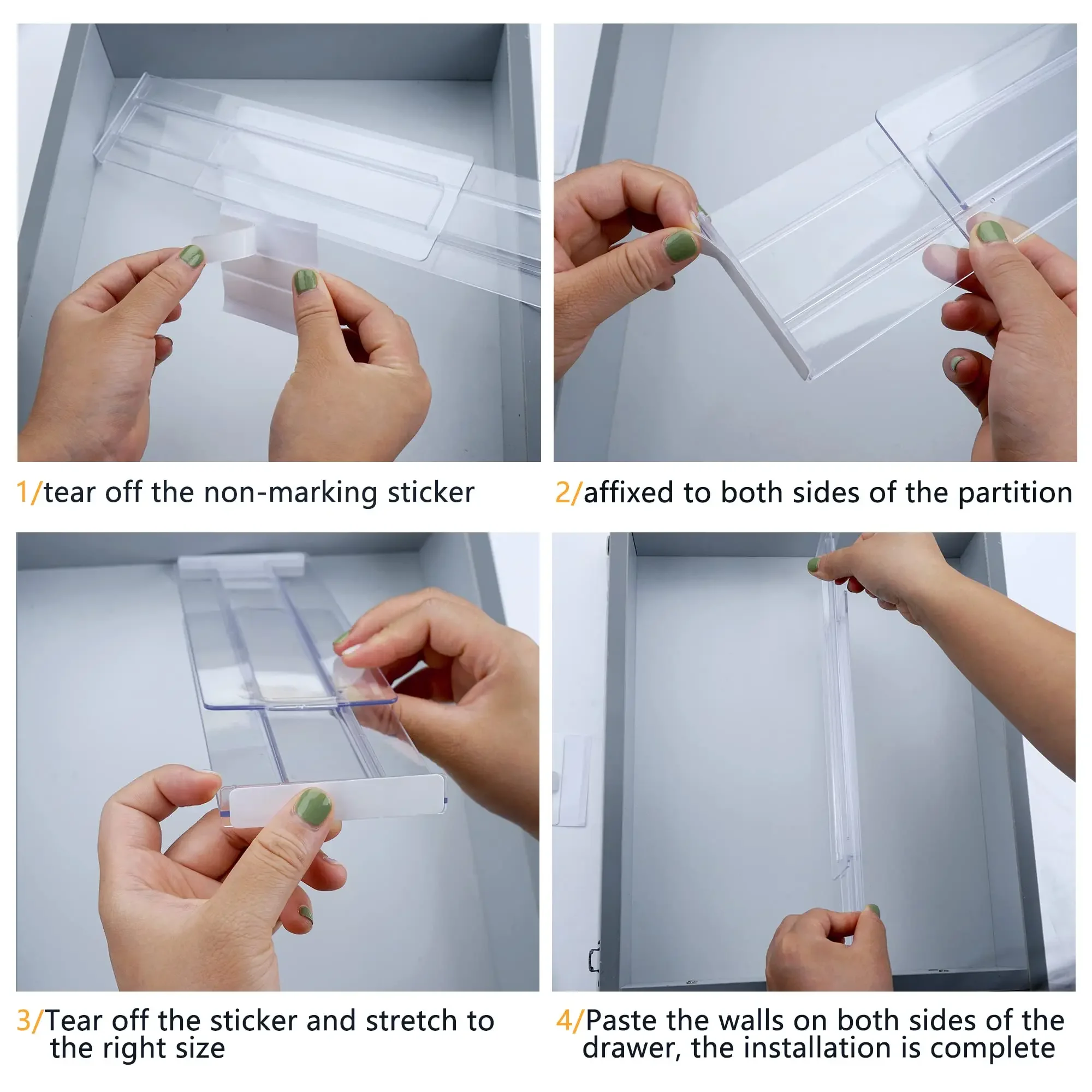 4/8 Pack Lade Verdelers Organisatoren Verstelbaar Uitbreidbaar vanaf 11-20" Keuken Lade Lades Afscheiders voor Kleding Make-up