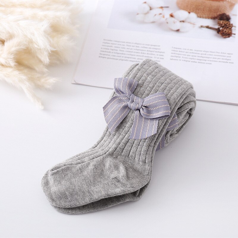 0-24m crianças bebê meninas collants 6 cores moda bowknot meia-calça à moda para crianças meninas: Cinza / 2-4 Years