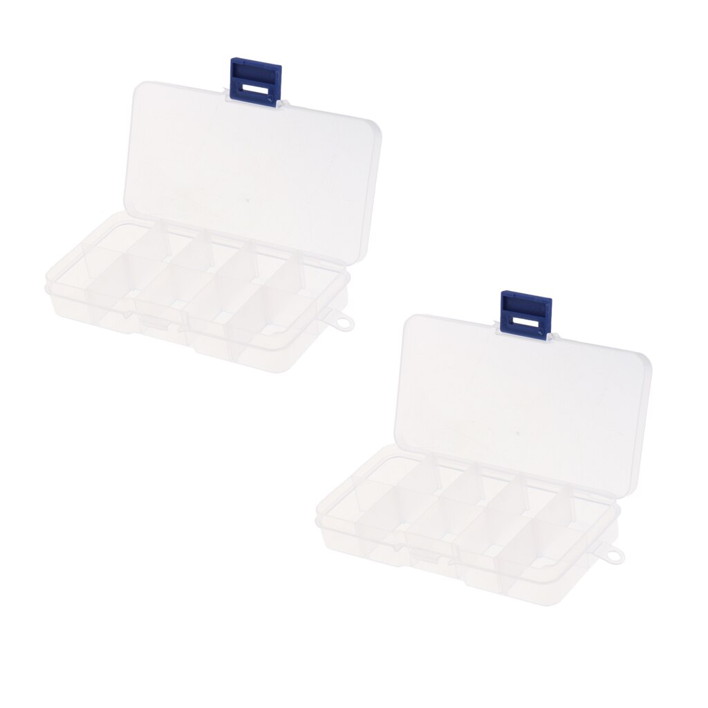 2 Pack Of Double Sides 10 Slots Compartment Storage Box Clear Tool Case