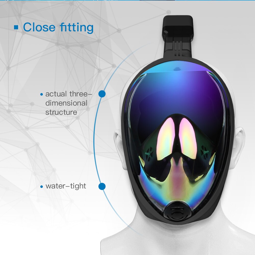 Diving Mask Underwater Anti fog panoramic Fold Electroplate Full Face Snorkel Mask Swimming Mask Snorkeling Mask Scuba Glasses