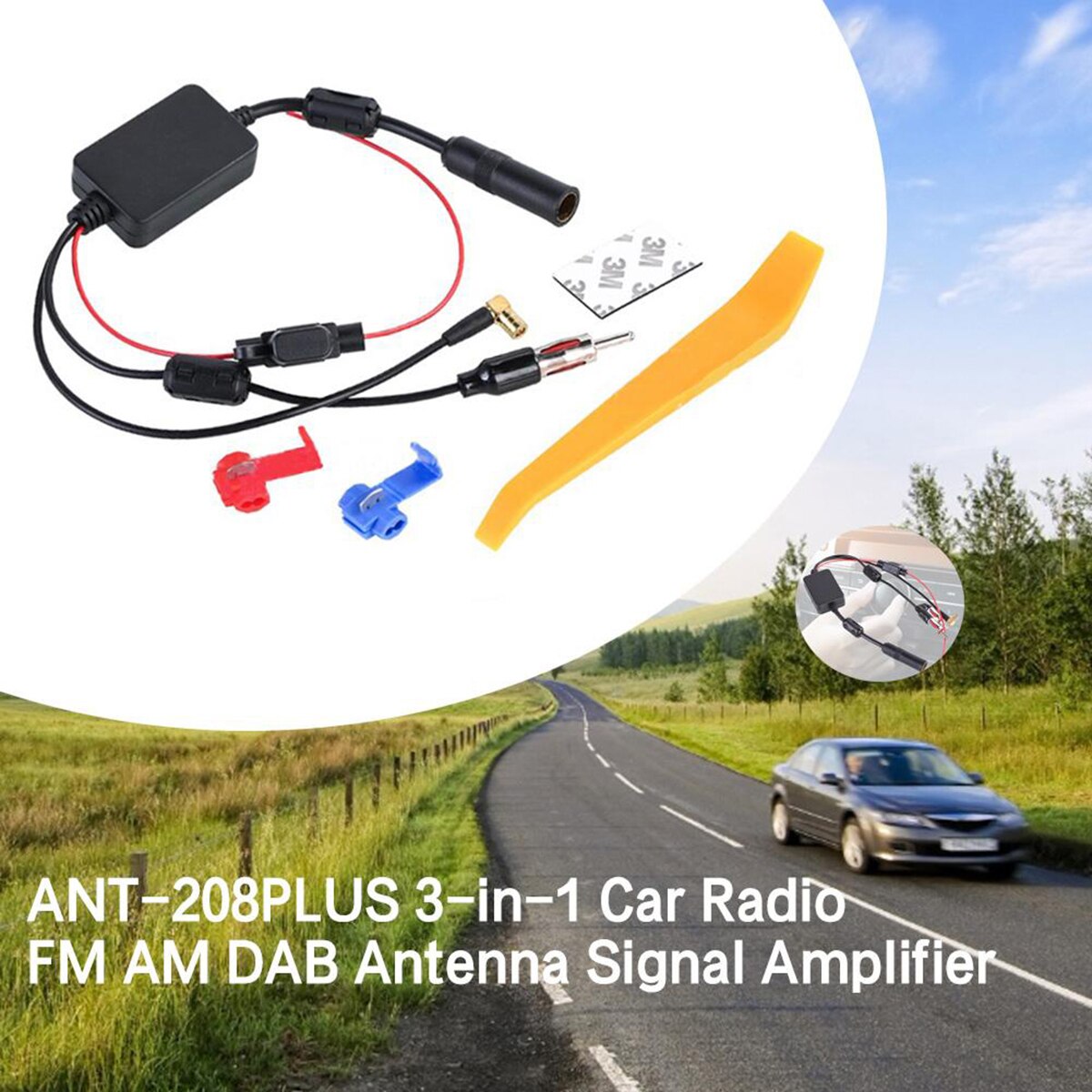 Car AM FM Radio Antenna Signal Amplifier With Magnetic Ring And Strong Anti-Interference For Noise Removal​​ Radio Signal AMP​