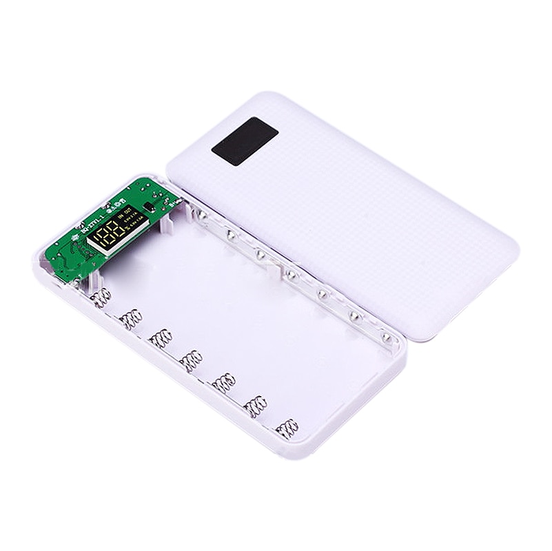 3 USB LCD Anti-reverse Portable Power Bank Box 7x 18650 DIY Display Battery Charger 5V 2A Powerbank Case With LED Flashlight