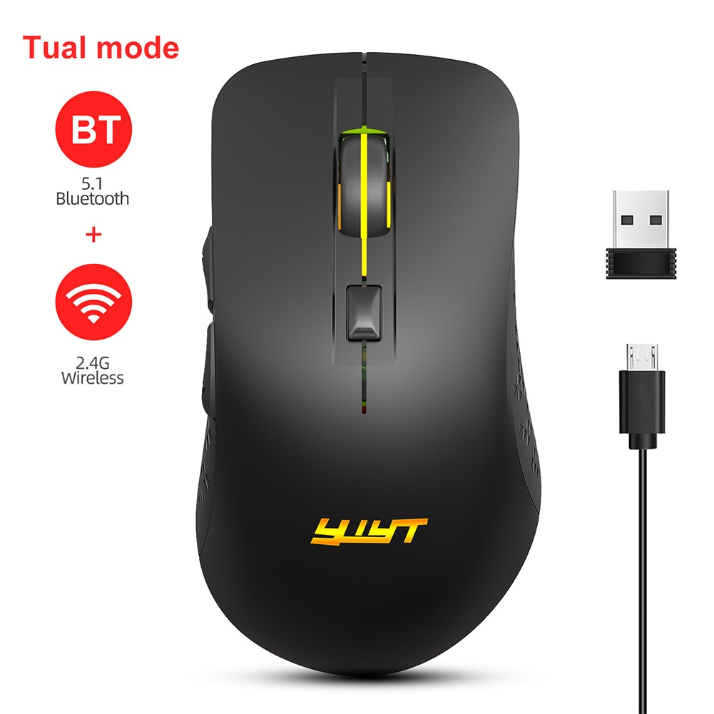 2.4GHz Bluetooth Gaming Optical Mouse Ergonomic 3 Gears 2400 DPI Adjustable Rechargeable Colorful Backlight Wireless Mice