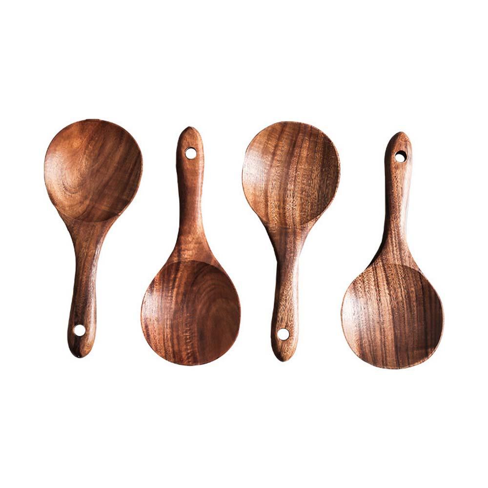 Wooden Kitchen Spoon Teak Wood Rice Spoon Rice Paddle Wood Tablespoon Big Potato Serving Spoon Wooden Kitchen Utensils Tableware