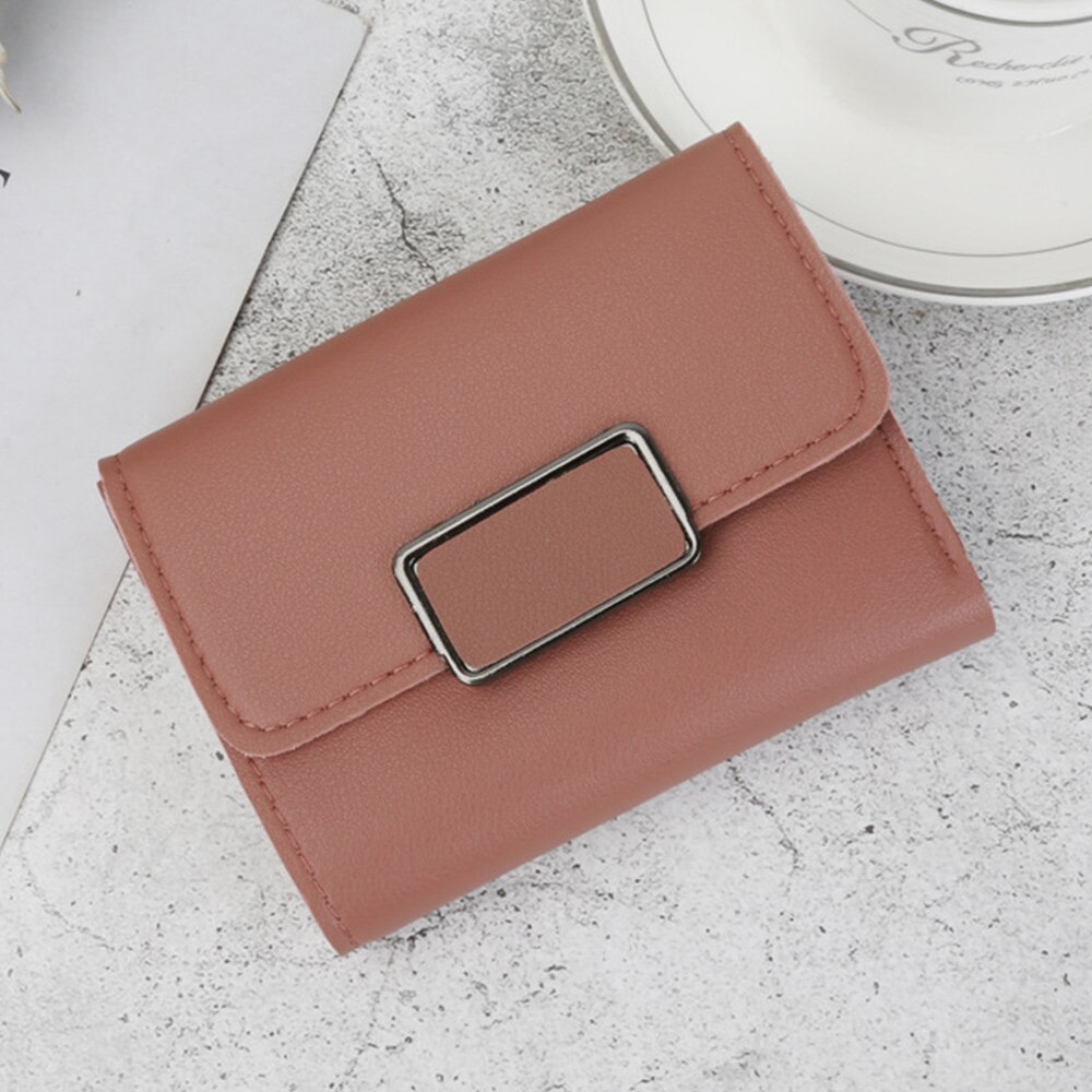 Women Leather Small Wallet Card Holder Solid Color Short Lovely Purse Zip Coin Purses Clutch Handbag Coin Purse: D