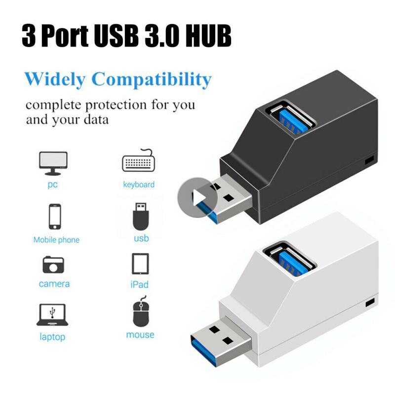 1Pc 3 Port USB Hub Mini USB 3.0 /2.0 High Speed Hub Splitter Box For PC Laptop Multi-purpose Usb Socket Multi-port Computer Usb
